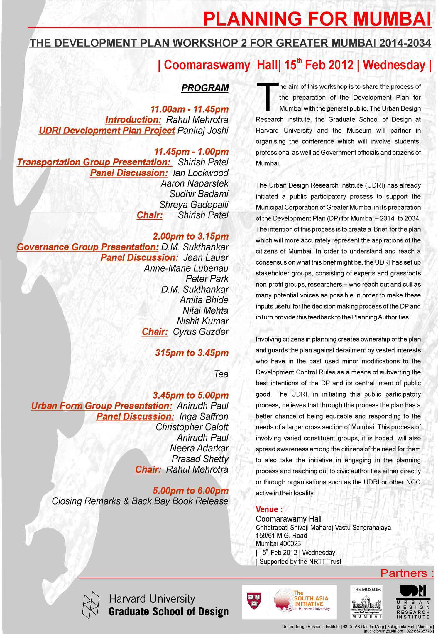 PLANNING FOR MUMBAI - URBAN DESIGN RESEARCH INSTITUTE